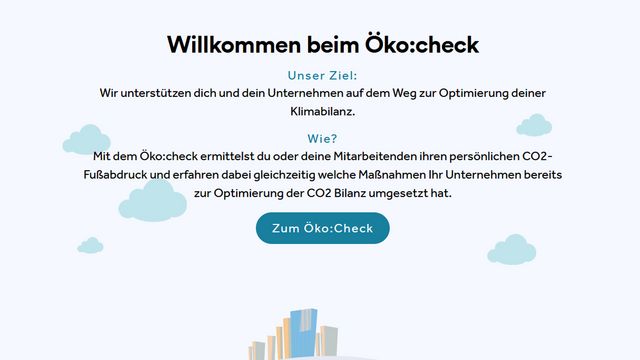 Startbildschirm der Öko:check Anwendung © M.O.O.CON
