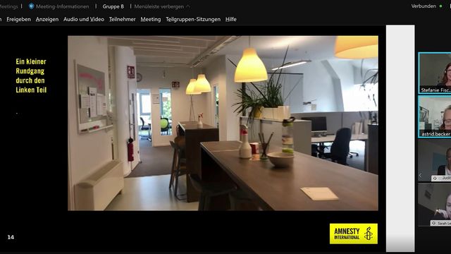 Screenshot einer am Vorabend aufgenommenen Videosequenz durch das Büro © Amnesty International