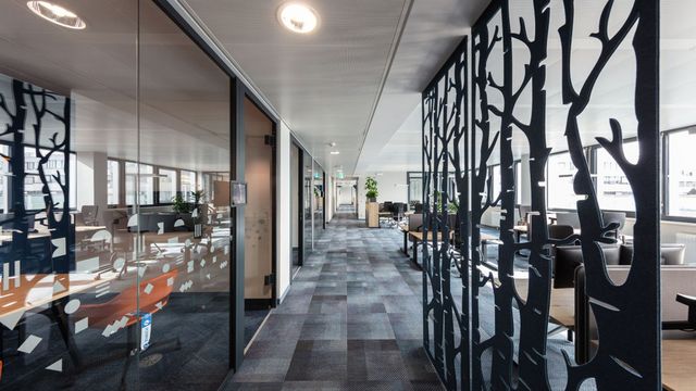 Alle arbeiten im Open Space. Es gibt keine fixen Schreibtisch-Arbeitsplätze mehr. Ressourcen werden geteilt. Das gilt auch für das Top-Management. Innenarchitektur: Schönstil/ © STRABAG